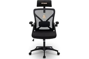 Symino Office Chair, Ergonomic Office Chair With Adjustable Headrest, Armrests, Lumbar Support, Rotating Rocker Function, Mesh Chair, Office Chair 150 kg, Black