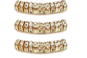 MJDCB 10mm 100 Stücke Rondelle Perlen Schmuckperlen Strass Zwischenperlen für Schmuck Machen Armbänder Halskette (Gold/Weiß)