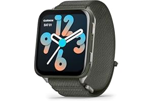 Garmin Venu X1. Montre connectée GPS avec écran AMOLED 2″, Lampe LED, boîtier Ultra Fin de 8 mm, Plus de 100 Sports intégrés, jusqu'à 8 Jours d'autonomie, Bracelet en Nylon ComfortFit Vert Mousse.