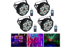 AIMKAP Par Light RGB 36 LED Stage Lights, 4PCS Disco Lights DMX512 with Remote Control, 7 Modes Uplighting Lights, Strobe Lights for DJ Disco Club Party, Blue,green,red (PSD-UK)