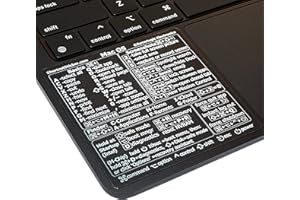 SYNERLOGIC Mac OS (Ventura/Monterey/Big Sur/Catalina/Mojave) Keyboard Shortcuts, M/Intel Transparent No-residue Vinyl Sticker for Black Macbook (Clear/White/Pack of 2)