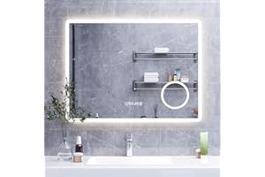 HySail Badspiegel mit Beleuchtung, 5mm Hochauflösender Silber-Spiegel, 3 Farbtemperaturen & Dimmbare Helligkeit, Wandspiegel mit Touch-Schalter & Anti-Beschlag, Rechteckig