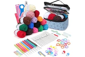 Anpress Crochet Kits for Beginners Adults, 106PCS Crochet Starter Kit with 18 Colors Crochet Yarn Metal Crochet Hooks Knitting Accessories, Beginner Crochet Kit for Kids, Professional Starter Pack