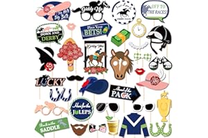 Qpout 35 Pack Horse Race Party Photo Booth Props,Party Horse Race Grand National Decoration Photo Props, Horse Race Party Favour Photography Backdrop Decoration