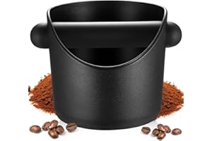 MCBLAST Pudełko na kawę typu knock box, pojemniki na mieloną kawę, akcesoria do ekspresu do kawy barista, ze zdejmowanym drążkiem i antypoślizgową podstawą, czarne