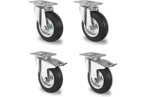 DELEX-ROLLEN 4 Stück Transportrollen lenkbar 125mm Gummibereifung Lenk/FS