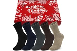 Justay Comf 5 par męskich skarpet termicznych skarpety świąteczne grube ciepłe skarpety z wełny merynosów zimowe skarpety robocze do wewnątrz / na zewnątrz super miękkie skarpety na co dzień