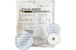 ‎TIGA-MED TIGA-MED EKG Einmal Elektroden mit Festgel/Solidgel | 100 Stück (2 x 50) | Durchmesser: 43 mm | Made in EU |Krankenhausqualität | Einweg Klebeelektroden