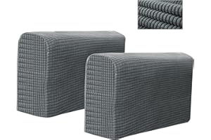Kaket 2 Stück Sofa-Armlehnen-Bezüge, Stuhl-Armschoner, Stretch, Sofasessel, Couch für Sofa, Sessel, Couches, Liegestuhl (Hellgrau)