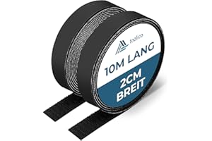 ‎TOOLICO Toolico Klettband selbstklebend extra stark - 10M x 20mm - Wetterbeständig - Doppelseitig - schwarz - zum anbringen von Fliegengitter, als Klettverschluss