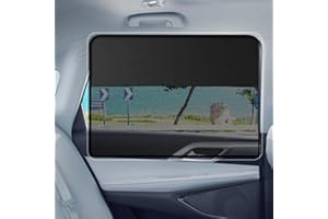 DIZA100 Sonnenschutz Auto Baby, 2 Pack Magnetisch Halbe Verdunkelung und Halbe Durchsicht Sonnenschutz Kinder, Zurück Seitenfenster Vorhang für UV-Schutz