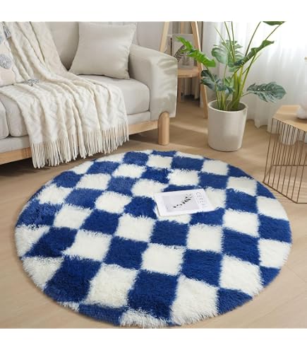 Fouriding Tapis Rond Couleur Pure Tapis de Sol Chambre Salon Salle de Bain Cuisine Enfant Moderne Antidérapant Décor Maison Rouge 80CM