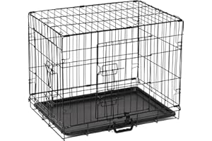 VIVO TECHNOLOGIES Dog Crate Small Size Dog Puppy Pet Cage with 2 Doors (Front & Side), Dog Crate with Removal Tray,Folding Metal Pet Dog Training Cage Crate for Dogs (Small 24")