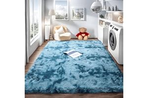 linyingdian Tappeto peloso morbido e antiscivolo da sala da pranzo e da camera da letto tappeto sfumato (blu, 160x200cm)