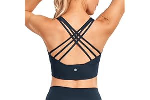 CRZ YOGA Soutien-Gorge de Sport Long Dos Croisé pour Femme, Haut de Yoga Fitness, Rembourré sans Fil