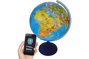 alldoro 3D Lexi Globus Ø 32 cm con smartphone IQ Globe App, globo luminoso con lampada a LED senza cavo, mappamondo per bambini a partire dai 3 anni, Colore, 68610