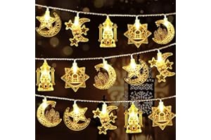 NOJGAC 2 PCS Ramadan String Lights Ramadan Decorations, Eid Mubarak Decorations Eid String Lights, Star Fairy String Lights for Eid Festival Christmas Home Outdoor Garden Decorations