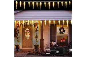 DreiWasser LED Eiszapfen Lichterkette Außen warmweiß, 40 LED Eiszapfenleuchten 10m Lichterkette (5m Eiszapfenlichterkette und 5m Kabel) mit Timer für Weihnachten Garten Außendeko [Energieklasse F]