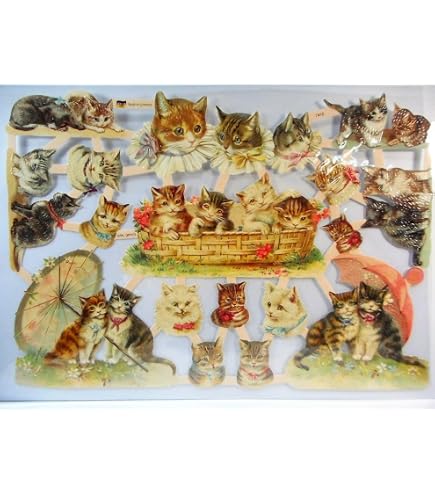 Glanzbilder/Posiebilder Katzen-Motiv, Ca. 24 X 15 Cm – Deko Für Scrapbooking, Alben & Bastelprojekte