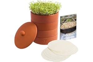 Verdant Republic Clay Sprouter Kit | Terracotta Tower with 3 Shallow Germinating Trays, Paper Discs & Free E-book | 2 in 1 Sprouting Trays Ideal for Germinating Sprouts and Microgreens