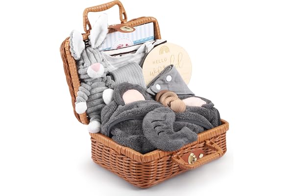 Coffret Naissance Garcon, 9 en 1 Cadeau Bebe Naissance avec Serviette de Bain Serviette de Bave Étapes Bébé Cadeau de Naissance Fête Cadeau de Naissance Garcon Coffret Bebe Naissance Filles