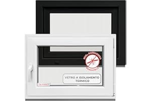 HOMMLER Finestre antracite 40 x 40 cm 2 vetri – tutte le dimensioni finestre in plastica (60 mm prof) – DIN R – finestre per cantine di casa, finestre del garage, casetta da giardino – sistema girevole a