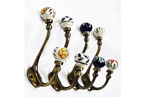 Set of 4 x Assorted Vintage Style Shabby Chic Ceramic Hook Door Coat Hooks by Ivoryblu777