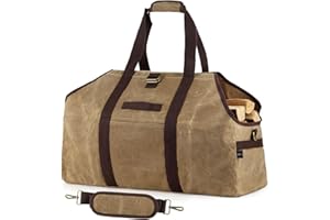 BONTHEE Borsa per il trasporto della legna da ardere in tela cerata, impermeabile, extra large, borsa porta legna indipendente per legna da ardere