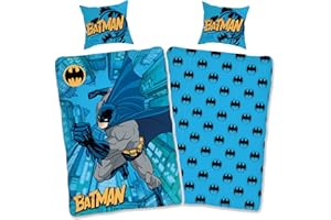 SkyBrands Ropa de cama de Batman, 135 x 200, 80 x 80 cm, funda de almohada [diseño reversible] Ropa de cama infantil de algodón, 135 x 200 cm, certificado Öko-Tex alemán