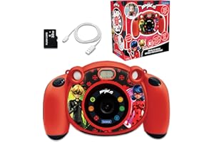 Lexibook, Miraculum Biedronka Czarny Kot, Kamera dla Dzieci 4 w 1 z Funkcjami Fotograficznymi, Wideo, Audio i Grami, Karta SD 32 GB w Zestawie, DJ080MI