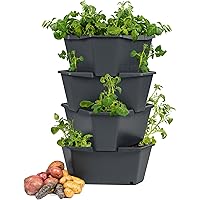 PAUL POTATO Starter Kartoffelturm - 4 Etagen von Gusta Garden - anthrazit/grau - stapelbar - Hochbeet/Pflanzgefäß für…
