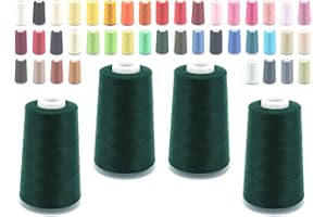 ‎SCHNOSCHI Schnoschi 4 Konen Overlockgarn 40/2 (120), 5000 Yard (4570 Meter), Nähgarn, dunkelgrün