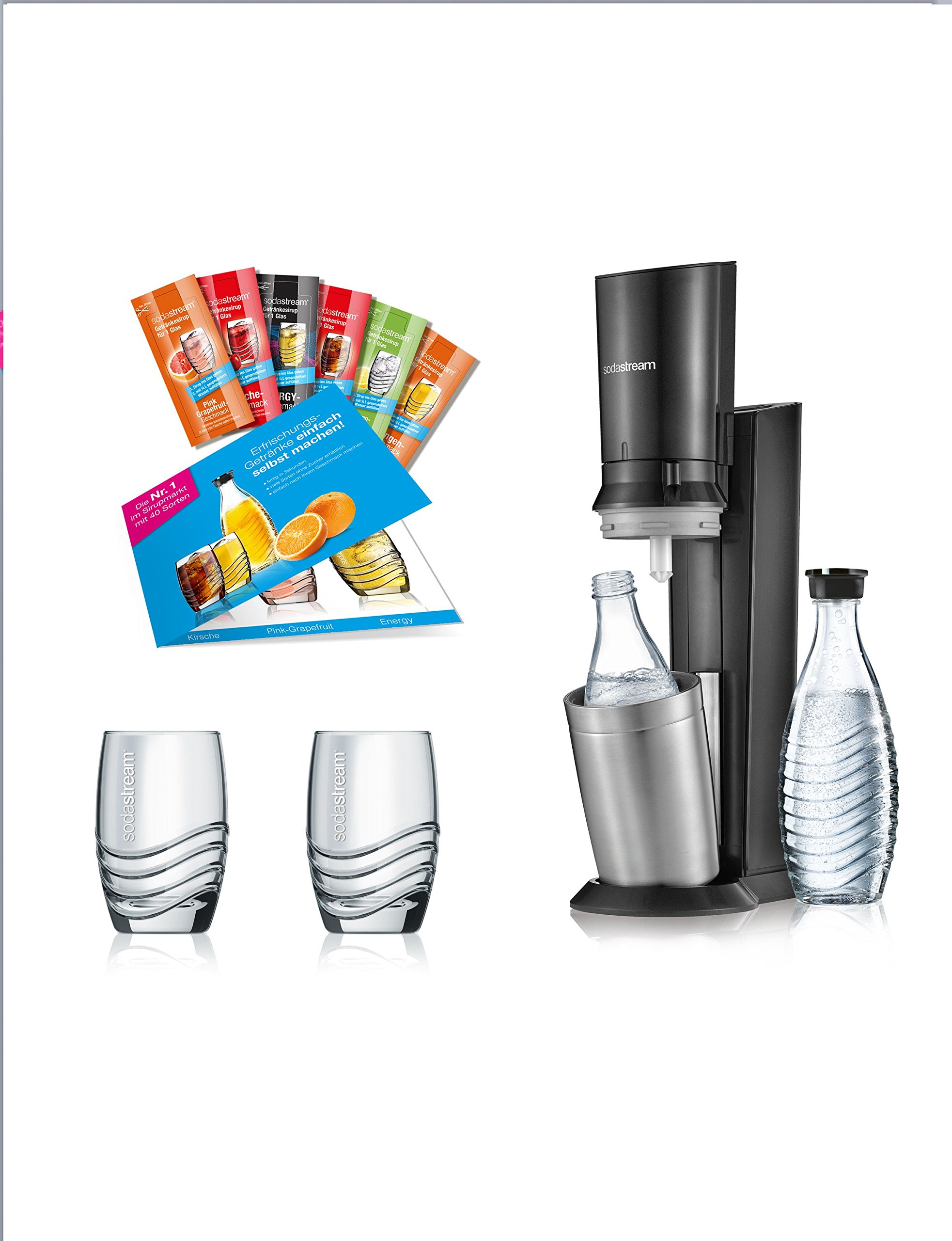 Sodastream 1216513490 Crystal 2.0 + 3 Glaskaraffen Wassersprudler Titan SodaStream Crystal 2.0 Promopack Glaskaraffen Wassersprudler zum