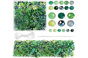 TOAOB THE ONE AND ONLY BABY TOAOB 1000pcs Perles en Verre à Facettes de Cristal 4mm 6mm 8mm en Rondes en Vrac Crystal Beads à Thème Vert pour Fabrication de Bijoux DIY Bracelets Colliers Artisanat