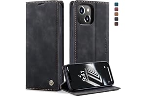 owlhold Coque iphone 14, Housse Antichoc en Cuir PU Premium Fentes Cartes Etui Pochette de Portefeuille avec Fonction Support Case à Rabat pour iphone 14 - Noir