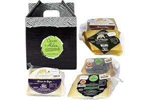QUESOS LA ALDEA CALIDAD ARTESANAL QUESOS LA ALDEA | Caja Regalo Gourmet – 5 Cuñas de Queso de Oveja y Manchego D.O.P | Curado, Semicurado, Romero, Manteca, Aceite de Oliva | Cesta de Navidad | Caja Gourmet para Regalar