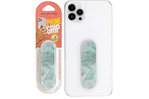 Amayo Grip - L'original ! Support de doigt pour smartphone - Poignée de téléphone portable - Anneau de support pour téléphone portable - Série marbre - Turquoise