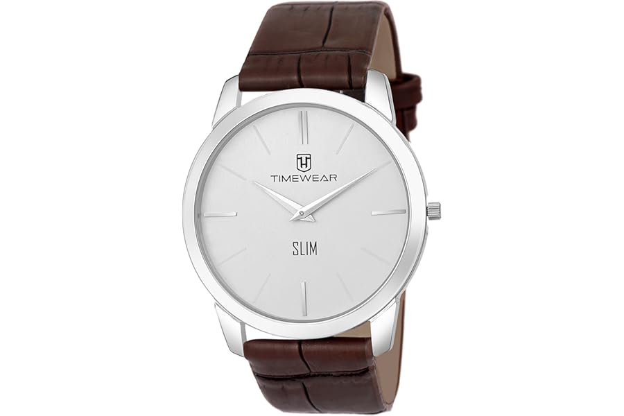 TIMEWEAR Analog Slim Two Hands Leather Strap Watches for Men