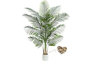 TXABL Artificial Palm Tree Indoor Plants 180 CM Fake Areca Palm Plant in White Pot, Faux Tropical Floor Plant Artificial Silk Plants for Home Office Living Room Farmhouse Modern Decor Indoor Outdoor