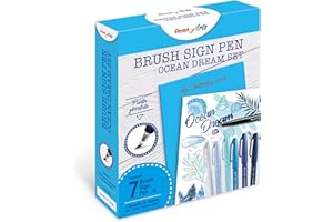 Pentel SES15C Brush Sign Pen Sketching Set Ocean Dream & quaderno