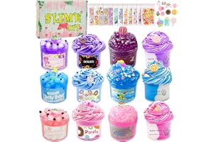 CIOXSOIO Part i 12 slimes på 70 ml, 12 färger av smörslime och genomskinlig slime, slimetillverkningssats för barn, födelsedag, Halloween, jul, present för flickor och pojkar
