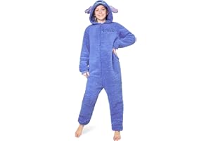 Disney Pyjama Combinaison Enfant, Grenouillère Fille en Polaire Surpyjama Combi Pyjama Stitch Enfant Ado 4-15 Ans