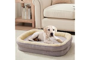DEBANG HOME Lit orthopédique pour chiens de taille moyenne, canapés pour chiens en mousse haute densité, lit pour animaux avec coussin sur les quatre côtés, housse amovible et lavable et fond antidérapant