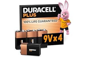 Duracell Plus Piles 9V (lot de 4) - Alcalines - Durée de vie garantie à 100% - Idéales pour les appareils du quotidien - Emballage 0% plastique - Conservation 5 ans - 6LR61 MN1604