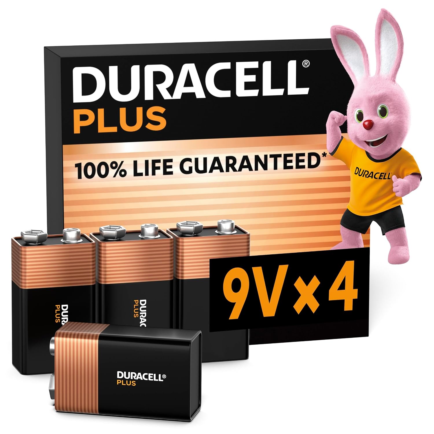 Duracell Plus batterijen 9 V (4 stuks) – alkaline – 100% levensduur – ideaal voor dagelijkse apparaten – verpakking 0% kunststof – houdbaarheid 5 jaar – 6LR61 MN1604 | Levensduur 100% gegarandeerd - Ideaal voor dagelijkse apparaten - Verpakking 0% kunststof - 5 jaar houdbaar