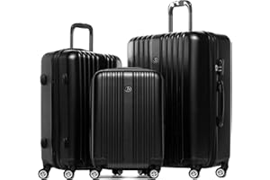 FERGÉ Kofferset Hartschale 3-teilig erweiterbar Toulouse Trolley-Set - Handgepäck 55 cm, L und XL 3er Set Hartschalenkoffer Roll-Koffer 4 Rollen 100% ABS schwarz