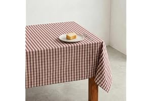 GAMUSI Vichy rektangulär rutig linne fläckbeständig bordsduk tyg naturlig känsla 140 x 100 cm