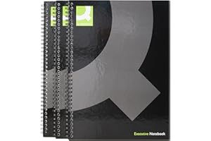 Q-Connect Hardback Wirebound Book, A4, Black, Pack of 3