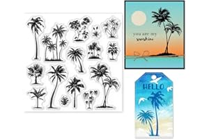 ‎GLOBLELAND GLOBLELAND Kokospalme Klare Stempel für DIY Scrapbooking Dekor Tropischer Baum Silhouette Transparente Silikonstempel für die Herstellung von Karten Fotoalbum Dekor
