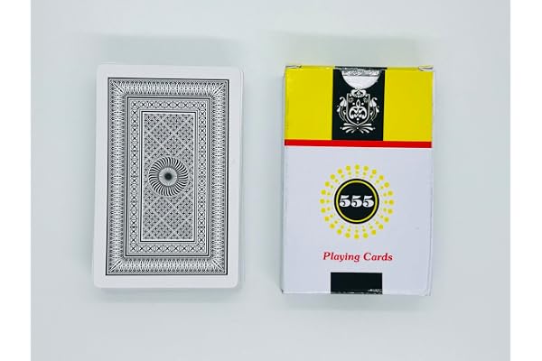 WIZERDY 555 Marked Playing Card Deck (Black, Plastic) Spy Magic Cards with Hidden Code Easy to Read from Back Tutorial Video & Instructions Included